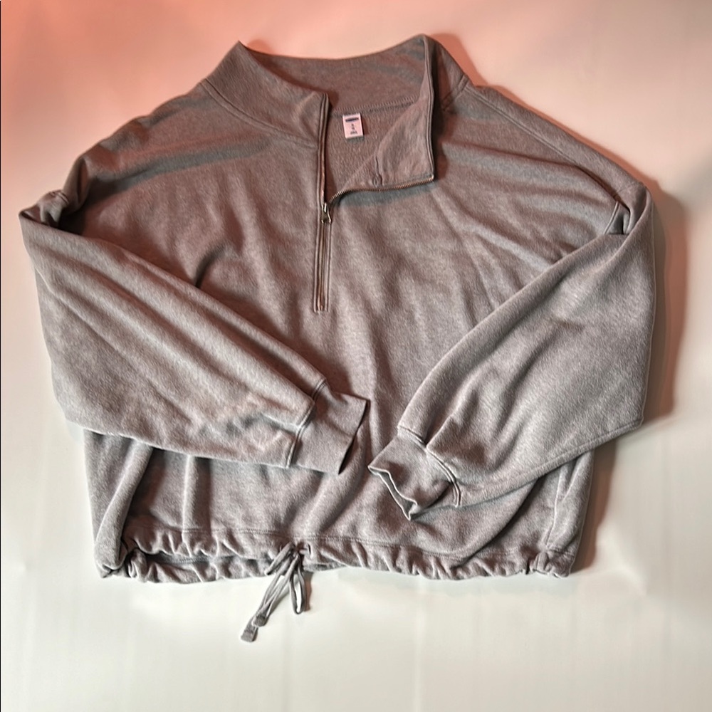 Old Navy Gray Cropped Polo Sweatshirt